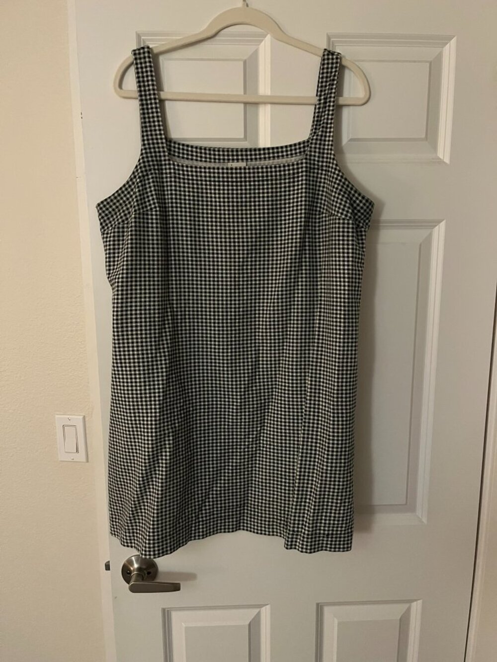 A New Day Black and White Gingham Casual Linen/Cotton Dress
